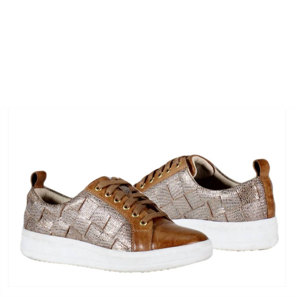 NEW DIBA TRUE women's yuli ana sneakers in tan silver